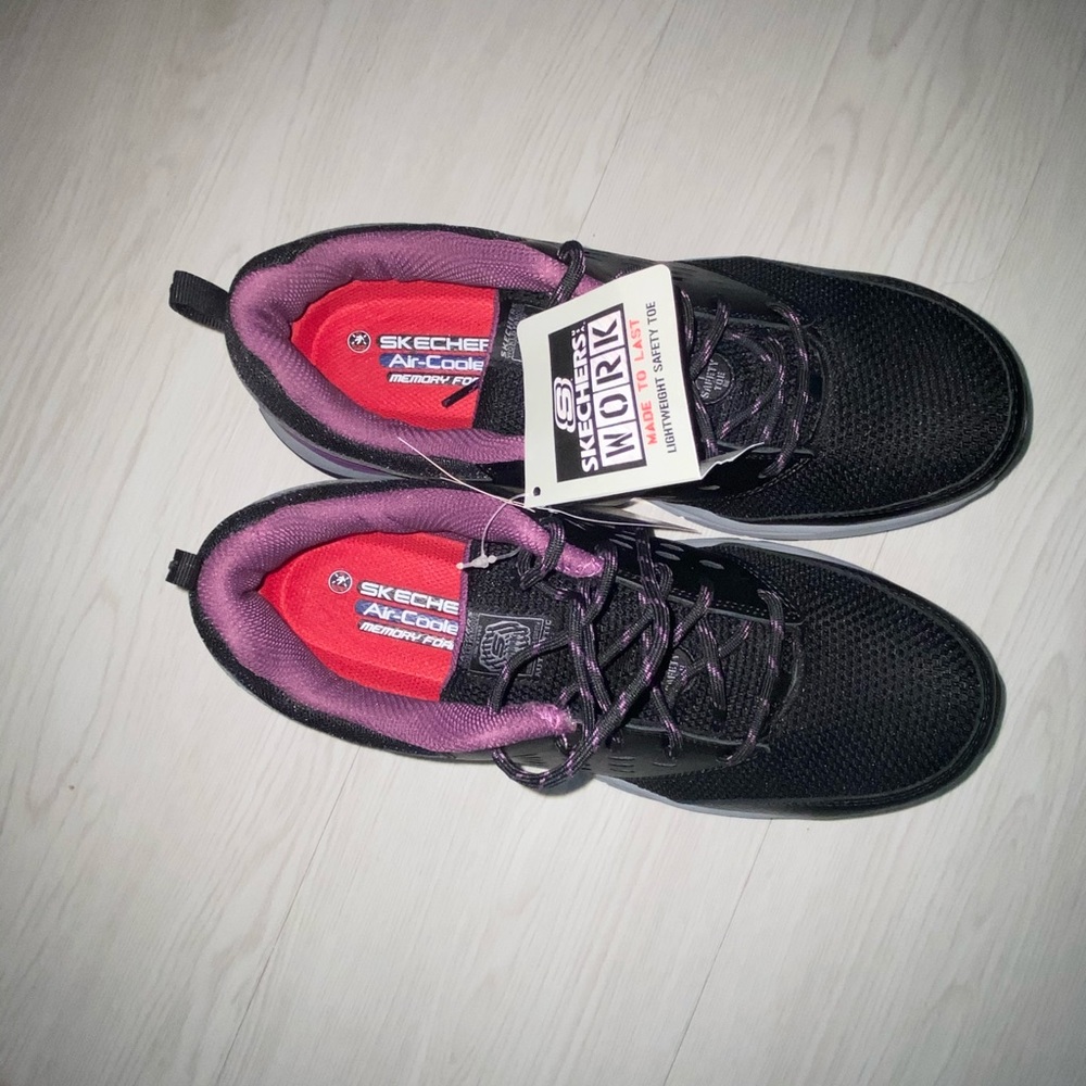Black and purple Skechers, brand new with tag